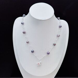 X379 S925 High Quality Freshwater Blueberry Edison Pearl Floating Necklace